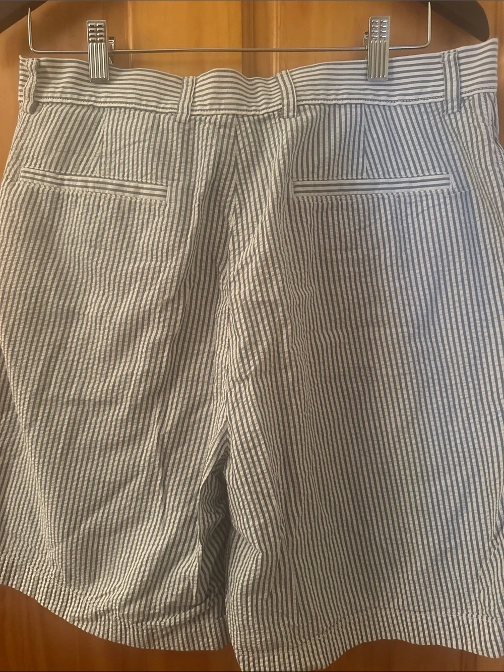 J. Crew Navy and White Striped Seersucker Shorts